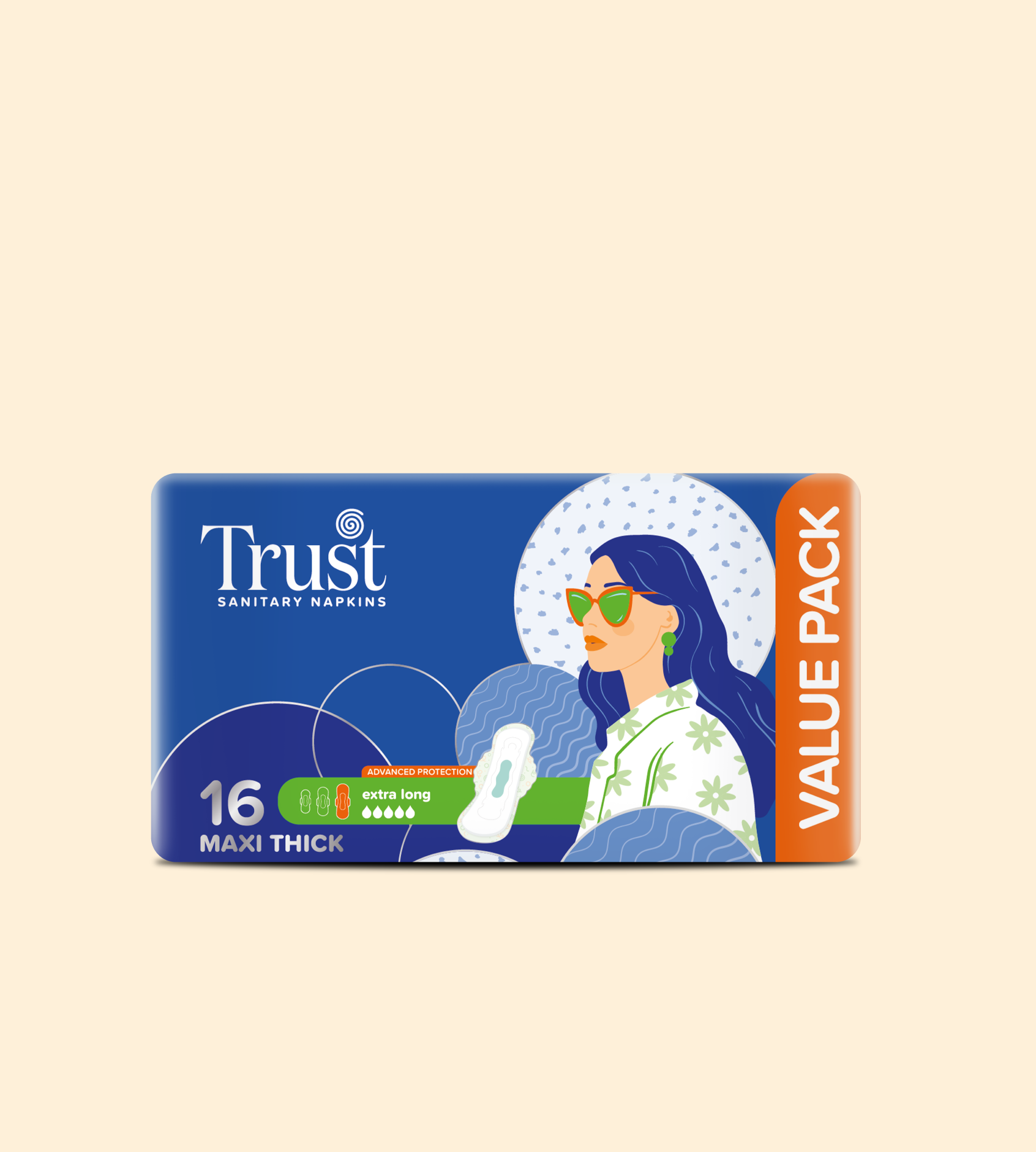 Breathable Maxi Thick Dry Mesh Extra Long Value Pack 16 Pcs