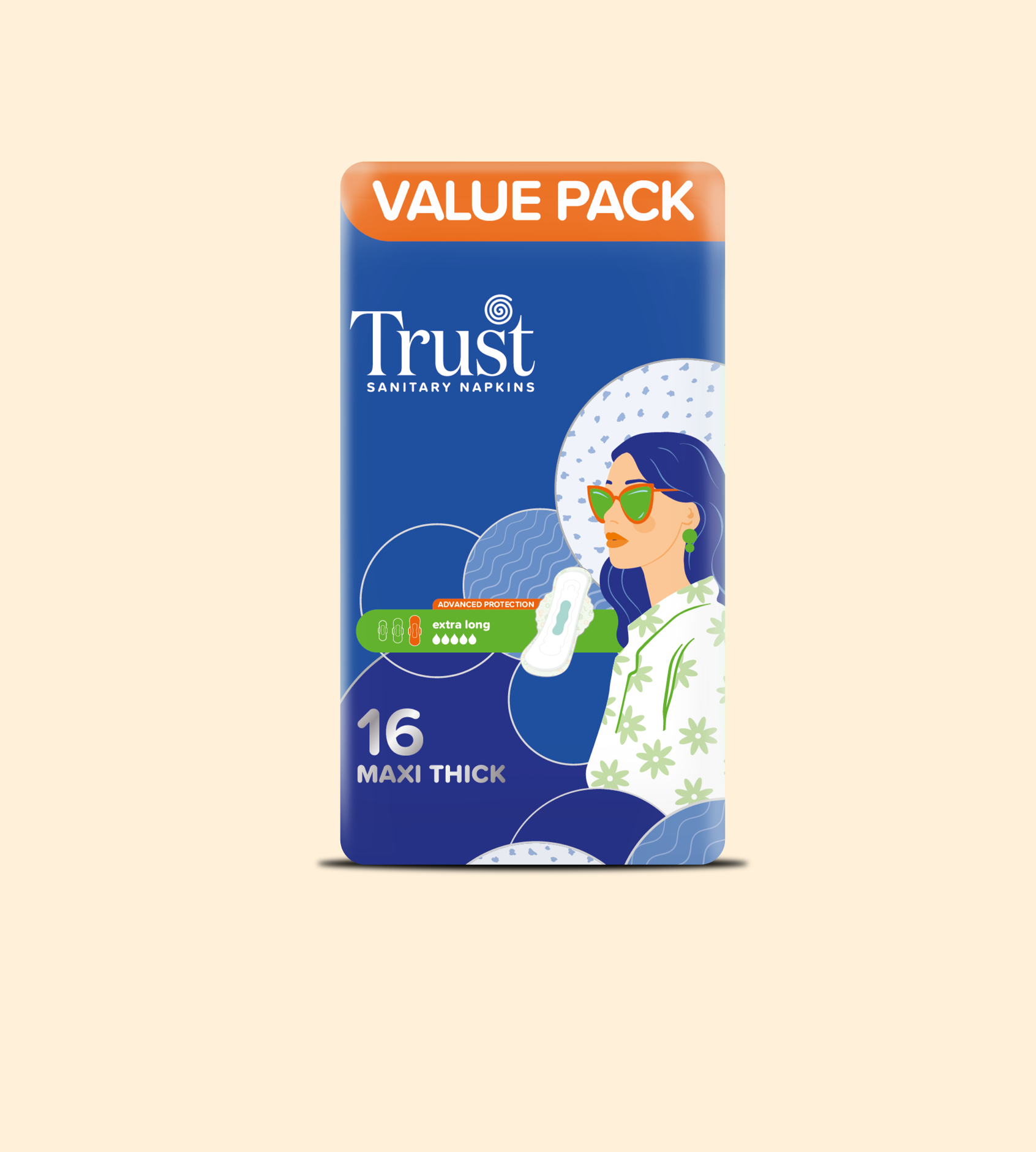 Breathable Maxi Thick Dry Mesh Extra Long Value Pack 16 Pcs